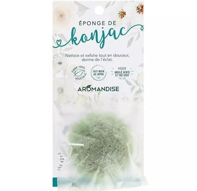 Burete natural Konjac cu argila verde si ceai verde, Aromandise