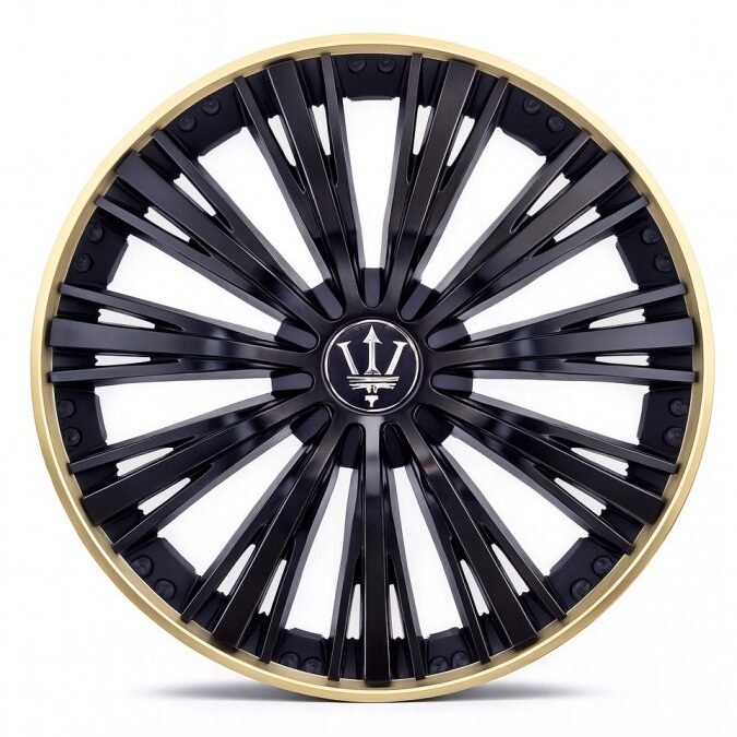 Set 4 capace roti VELAR Trident Gold/Black, design multi-spoke Premium, ABS rezistent, Universal, pentru jante R16