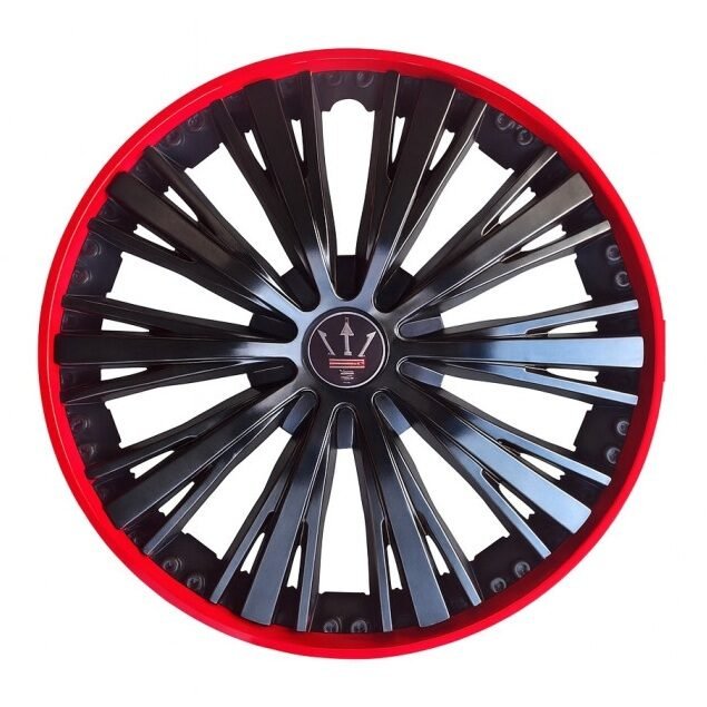 Set 4 capace roti VELAR Pulse Red, design Sport cu accente rosii, ABS rezistent, Universal, pentru jante R15