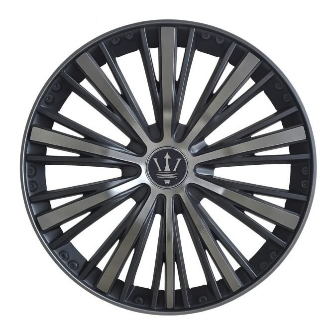 Set 4 capace roti VELAR Blade Silver, design Sportiv cu accente negre cu gri antracit, ABS rezistent, Universal, pentru jante R15
