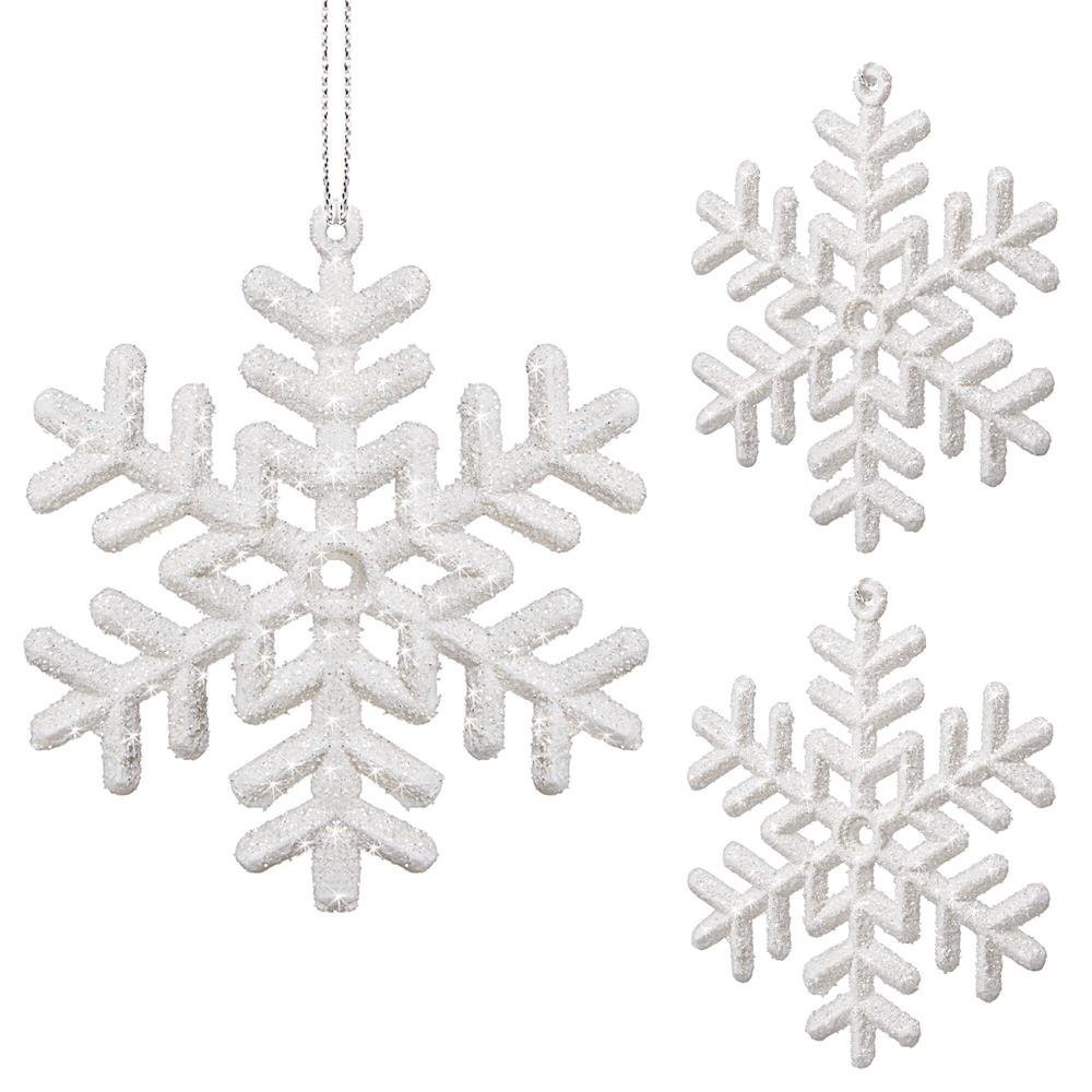 decoratiune brad fulg de zapada, set 3 bucati, 8cm, alb 2 Decoratiune brad fulg de zapada, set 3 bucati, 8cm, alb - imagine 2