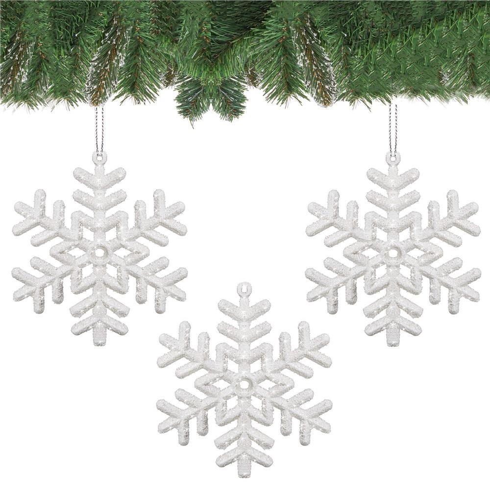 decoratiune brad fulg de zapada, set 3 bucati, 8cm, alb 3 Decoratiune brad fulg de zapada, set 3 bucati, 8cm, alb - imagine 3
