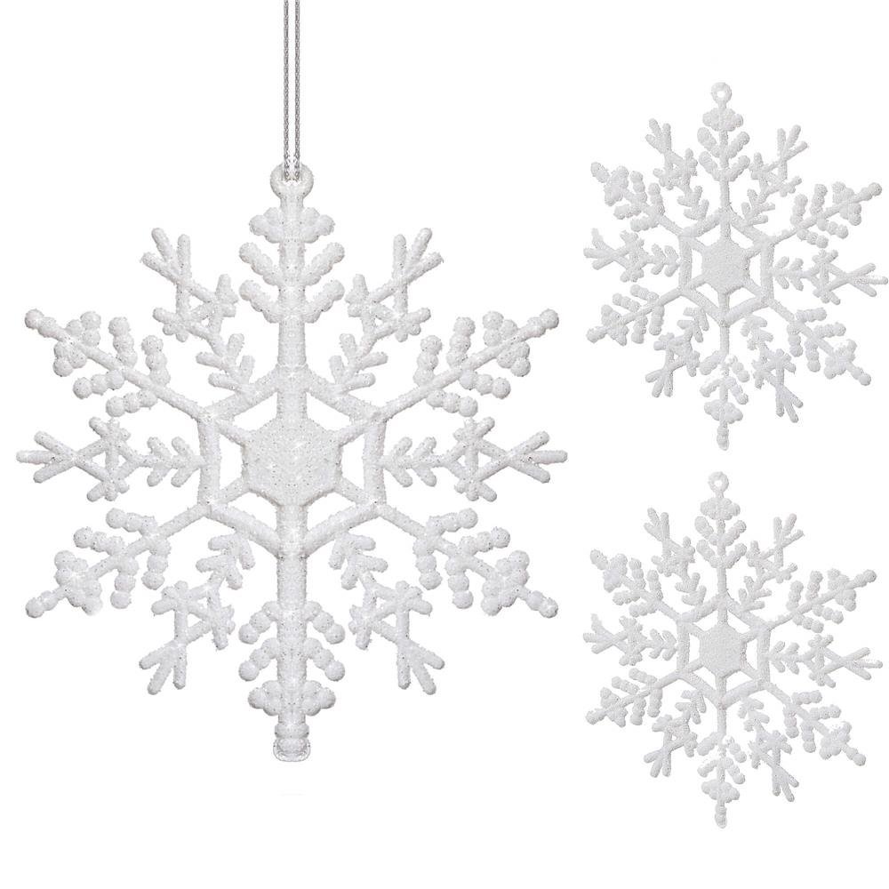 decoratiune brad fulg de zapada, set 3 bucati, 12cm, alb 2 Decoratiune brad fulg de zapada, set 3 bucati, 12cm, alb - imagine 2