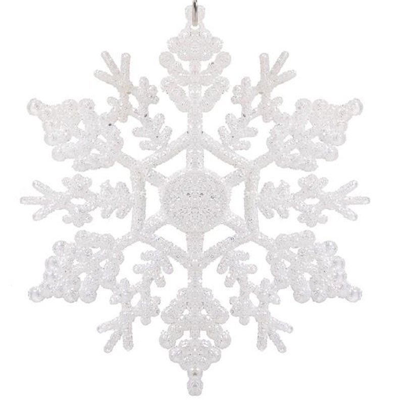 decoratiune brad fulg de zapada, 13cm, alb cu sclipici 1 Decoratiune brad fulg de zapada, 13cm, alb cu sclipici