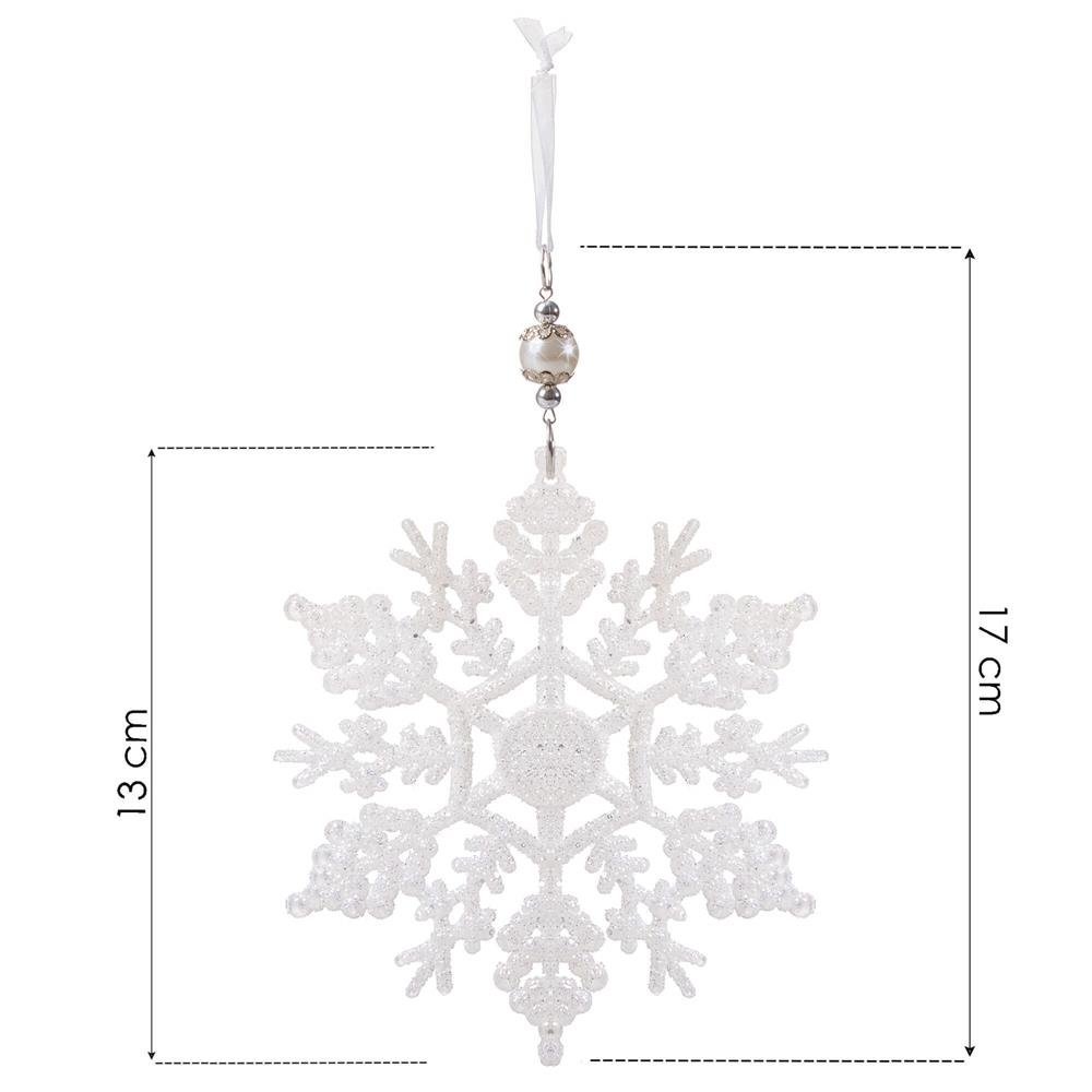 decoratiune brad fulg de zapada, 13cm, alb cu sclipici 2 Decoratiune brad fulg de zapada, 13cm, alb cu sclipici - imagine 2