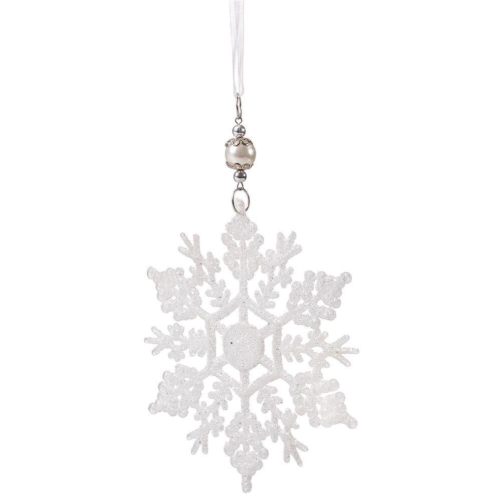 decoratiune brad fulg de zapada, 13cm, alb cu sclipici 3 Decoratiune brad fulg de zapada, 13cm, alb cu sclipici - imagine 3