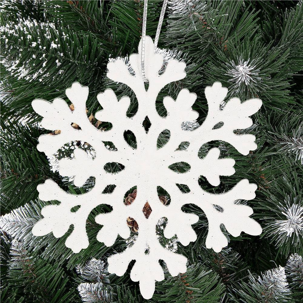 decoratiune brad fulg de zapada, set 8 bucati, 8cm, alb 3 Decoratiune brad fulg de zapada, set 8 bucati, 8cm, alb - imagine 3