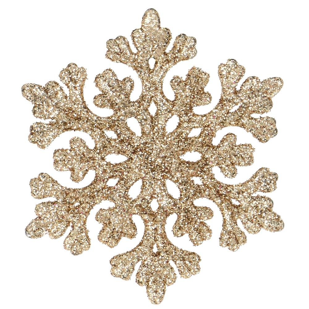 Decoratiune brad fulg de zapada, set 8 bucati, 8cm, auriu