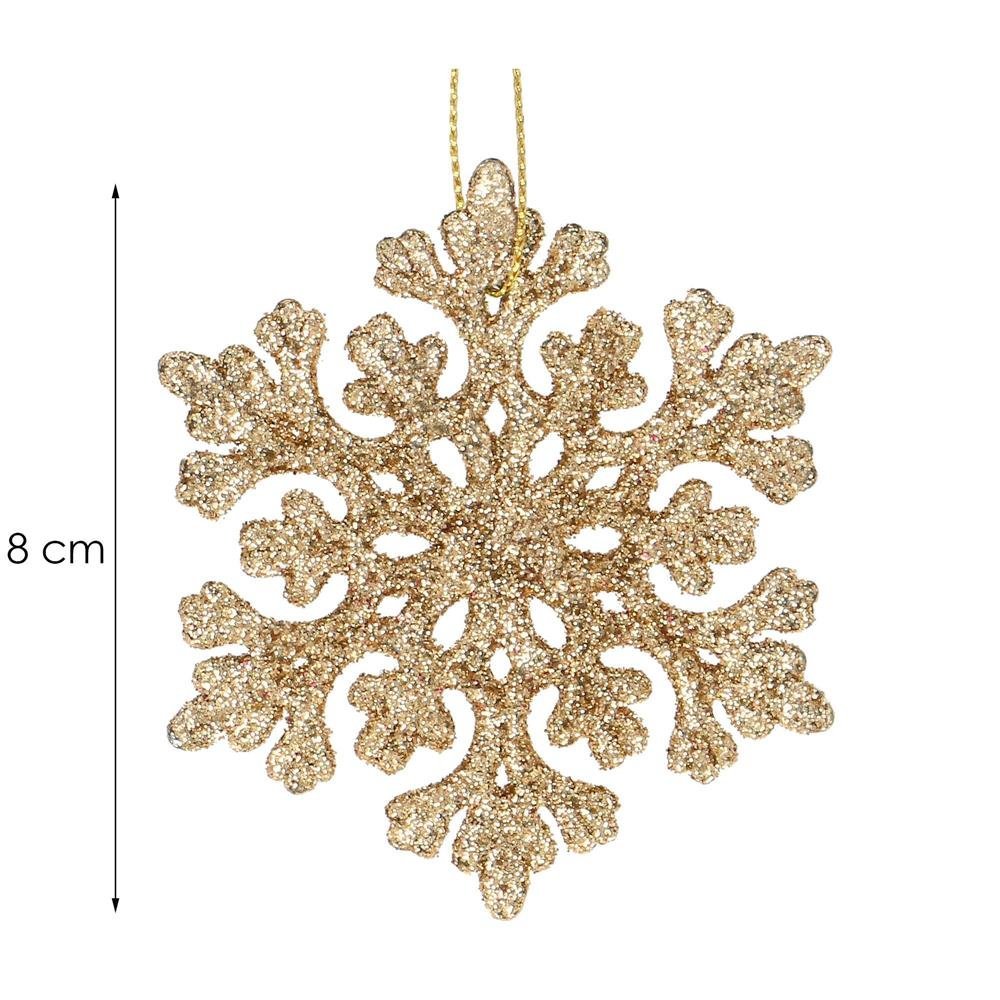 decoratiune brad fulg de zapada, set 8 bucati, 8cm, auriu 3 Decoratiune brad fulg de zapada, set 8 bucati, 8cm, auriu - imagine 3