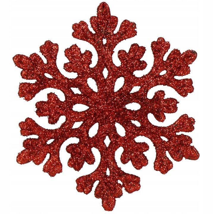 Decoratiune brad fulg de zapada, set 8 bucati, 8cm, rosu