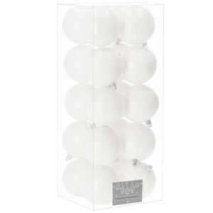 Set globuri de Craciun, 20 bucati, 8cm, alb mat