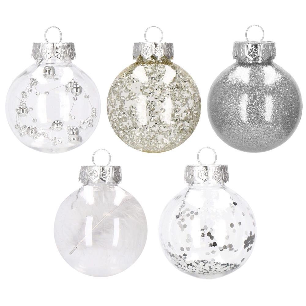 Set globuri de Craciun Inedit, 30 bucati, 6cm, transparente si argintiu 3 Set globuri de Craciun Inedit, 30 bucati, 6cm, transparente si argintiu - imagine 3