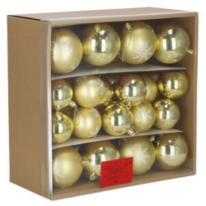Set globuri Craciun 36 bucati, diverse modele, diametru 6-8 cm, auriu
