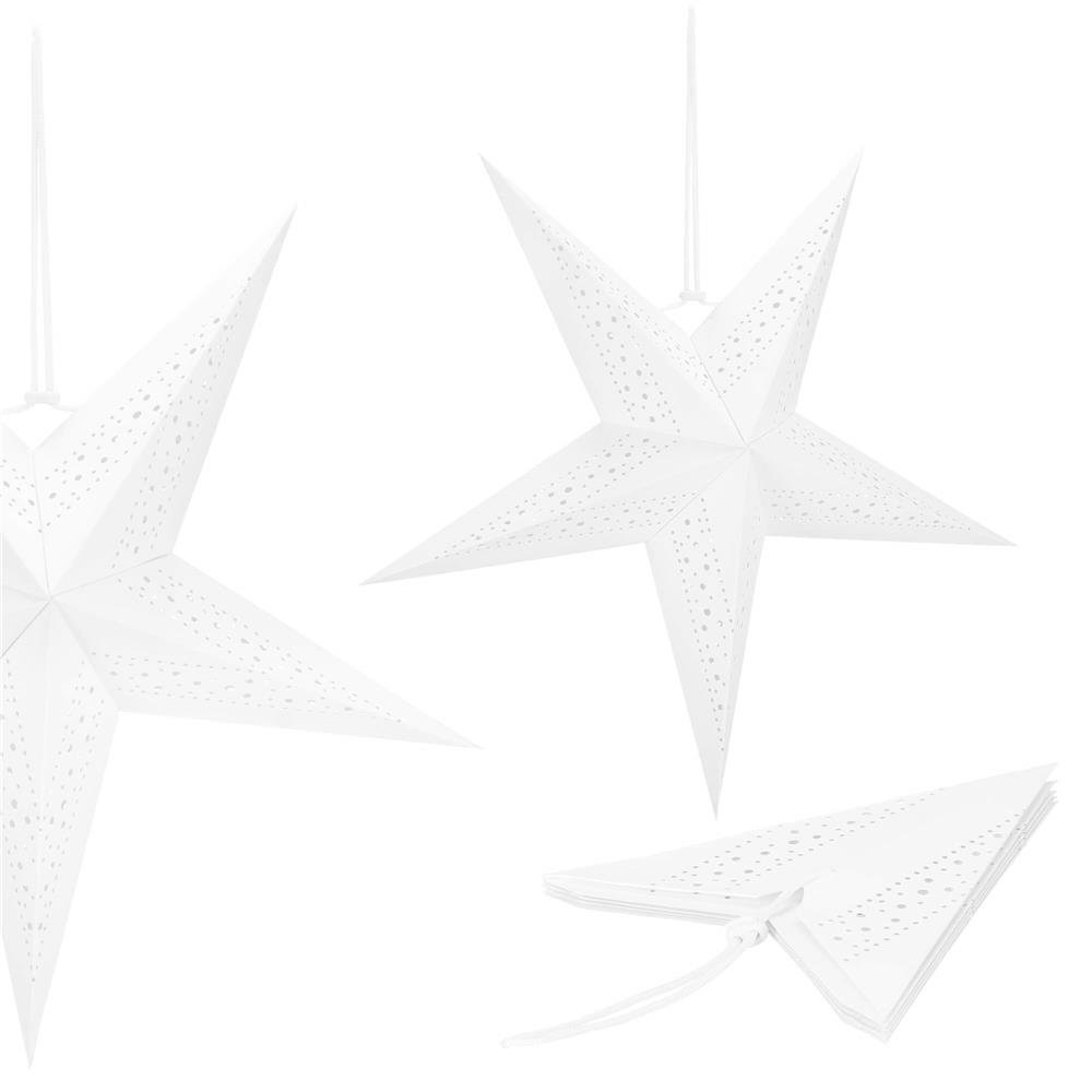 stea decorativa 3d din hartie ajurata, 60cm, alba 4 Stea decorativa 3D din hartie ajurata, 60cm, alba - imagine 4