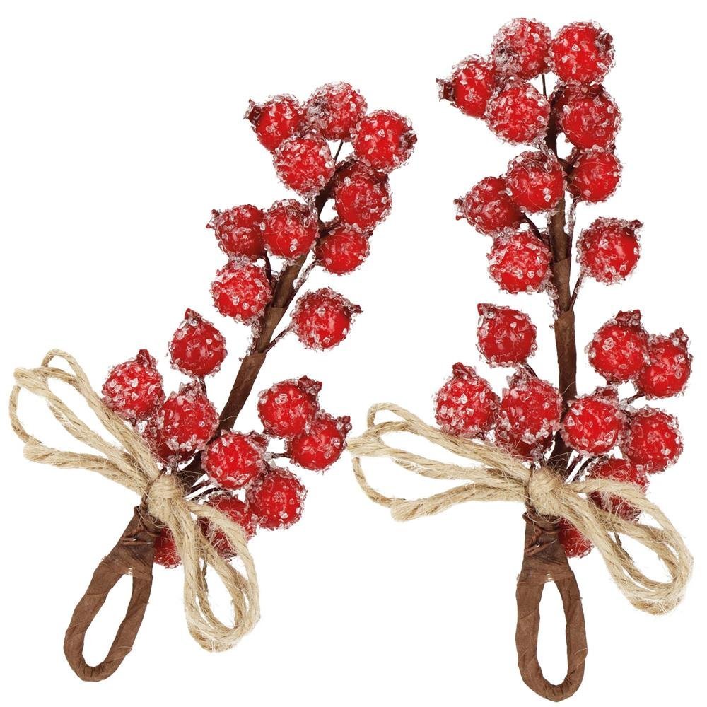 Ramura decorativa cu boabe de merisoare artificiale si snur din iuta, 15x5,5 cm, rosu 2 Ramura decorativa cu boabe de merisoare artificiale si snur din iuta, 15x5,5 cm, rosu - imagine 2