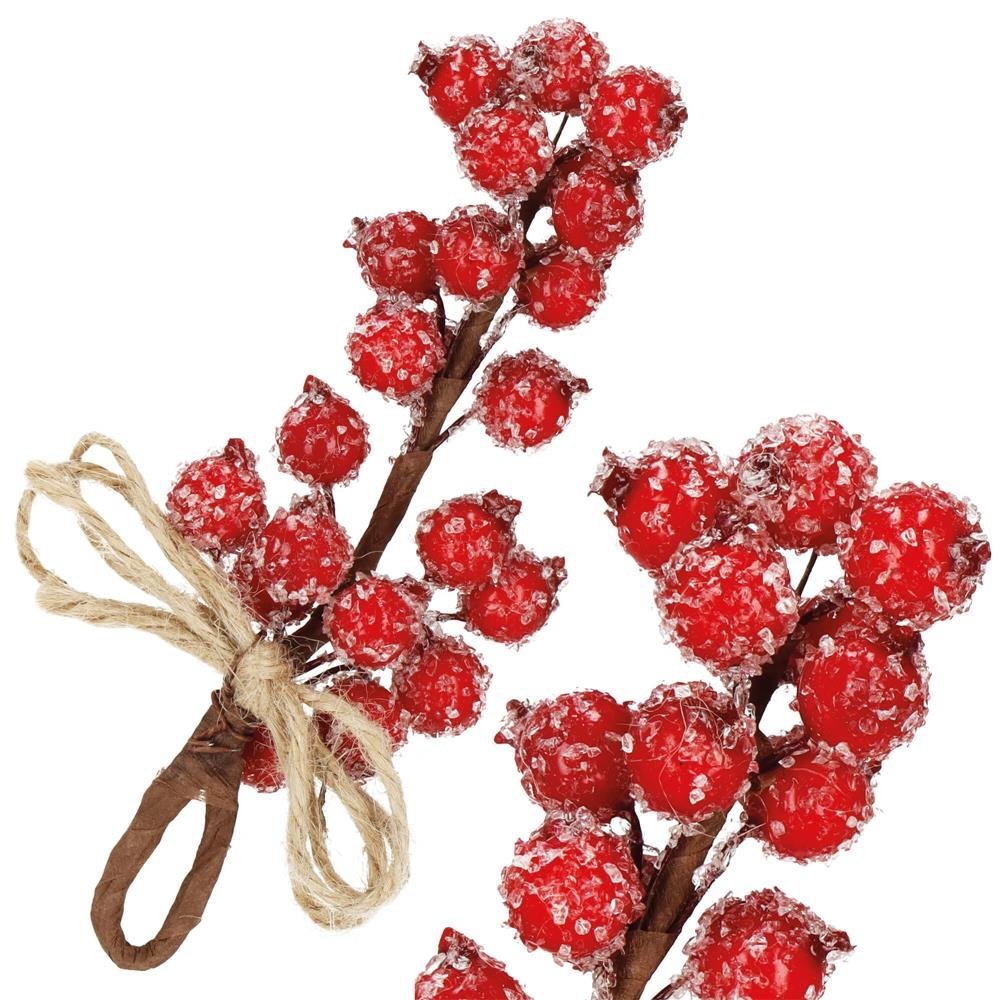 Ramura decorativa cu boabe de merisoare artificiale si snur din iuta, 15x5,5 cm, rosu 3 Ramura decorativa cu boabe de merisoare artificiale si snur din iuta, 15x5,5 cm, rosu - imagine 3