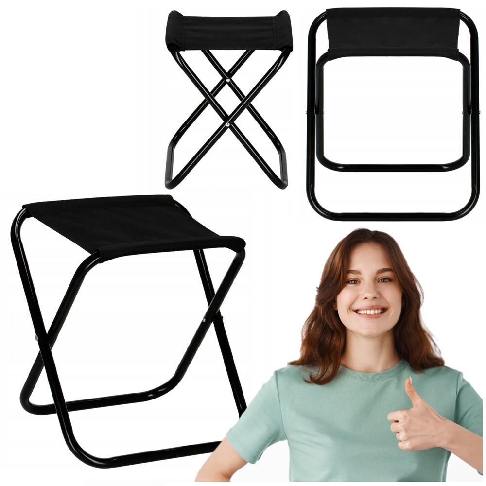 scaun pliabil pentru camping sau pescuit, cadru metalic, maxim 100 kg, 26x26x34 cm, negru 3 Scaun pliabil pentru camping sau pescuit, cadru metalic, maxim 100 kg, 26x26x34 cm, negru - imagine 3