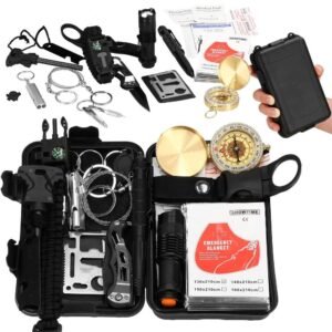 Kit de supravietuire turistic multifunctional camping, vanatoare, pescuit, 19 piese