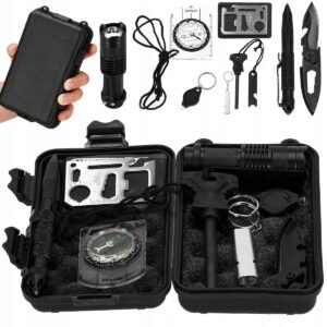 Kit de supravietuire turistic multifunctional camping, vanatoare, pescuit, 9 piese