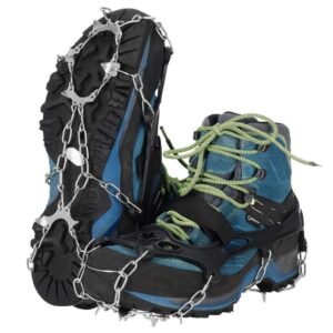 Crampoane de gheata cu 8 dinti pentru drumetii, din otel, set 2 bucati, marime L (41-45)