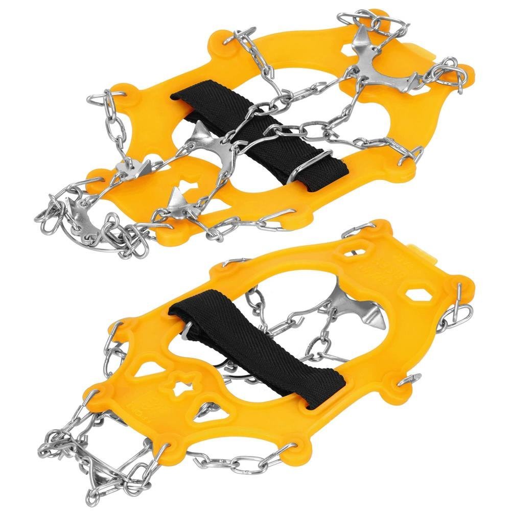 Crampoane antiderapante pentru incaltaminte, marimea M 36-40, cu 8 pini, otel si TPE, galben 1 Crampoane antiderapante pentru incaltaminte, marimea M 36-40, cu 8 pini, otel si TPE, galben