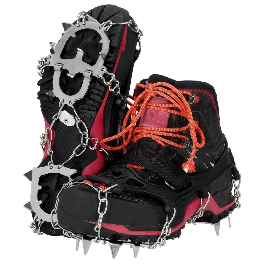 Crampoane antiderapante pentru incaltaminte, marimea M 36-40, cu 13 pini, otel si TPE, negru 3 Crampoane antiderapante pentru incaltaminte, marimea M 36-40, cu 13 pini, otel si TPE, negru - imagine 3