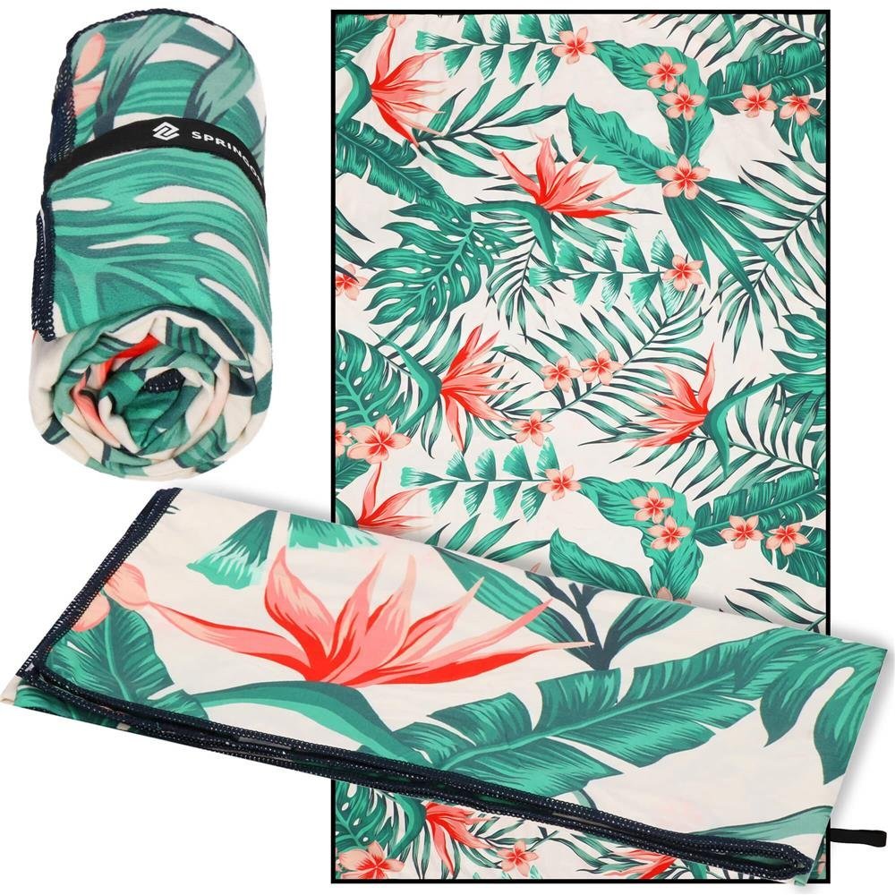 prosop de plaja cu uscare de rapida, husa de transport, 90x180cm, model floral 3 Prosop de plaja cu uscare de rapida, husa de transport, 90x180cm, model floral - imagine 3