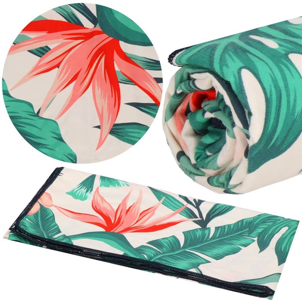prosop de plaja cu uscare de rapida, husa de transport, 90x180cm, model floral 4 Prosop de plaja cu uscare de rapida, husa de transport, 90x180cm, model floral - imagine 4