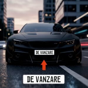 Placuta de inmatriculare „CUSTOM TEXT”, dimensiune 52 x 11 cm, culoare alba, material PVC, 33 de caractere incluse