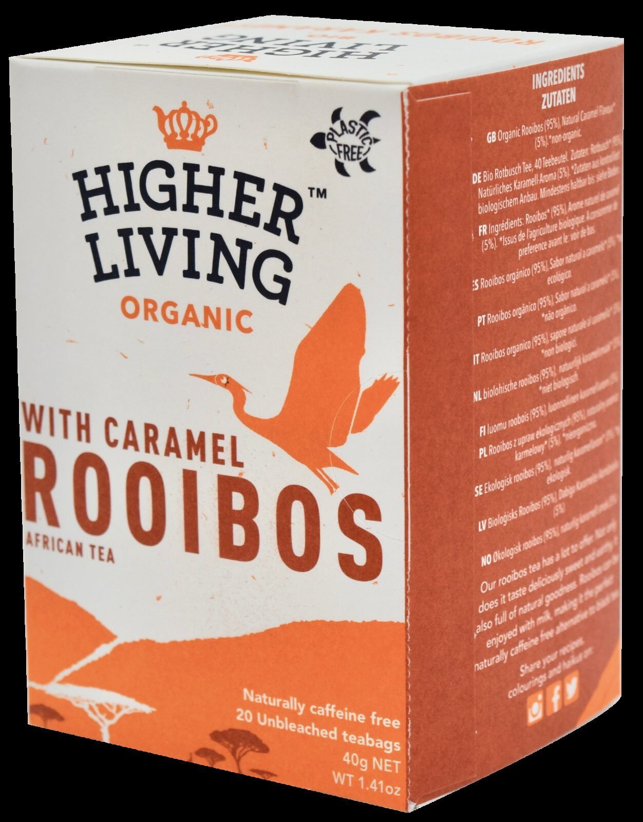 Ceai ROOIBOS si CARAMEL eco, 20 plicuri, Higher Living