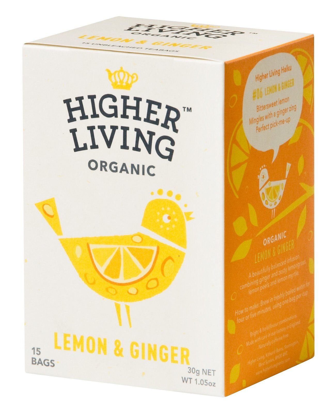 Ceai lamaie si ghimbir eco, 15 plicuri, Higher Living