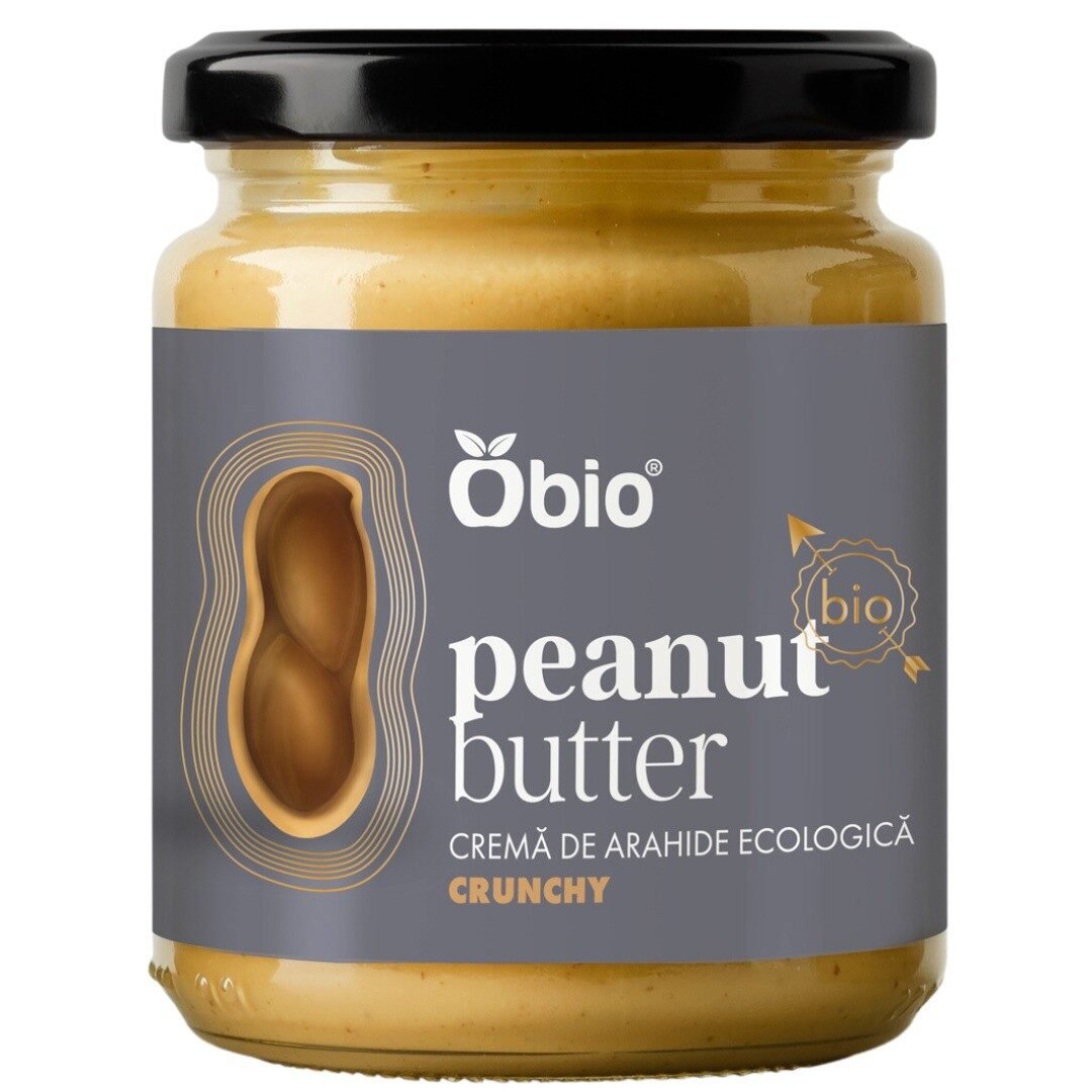 Crema de arahide crunchy bio 250g Obio