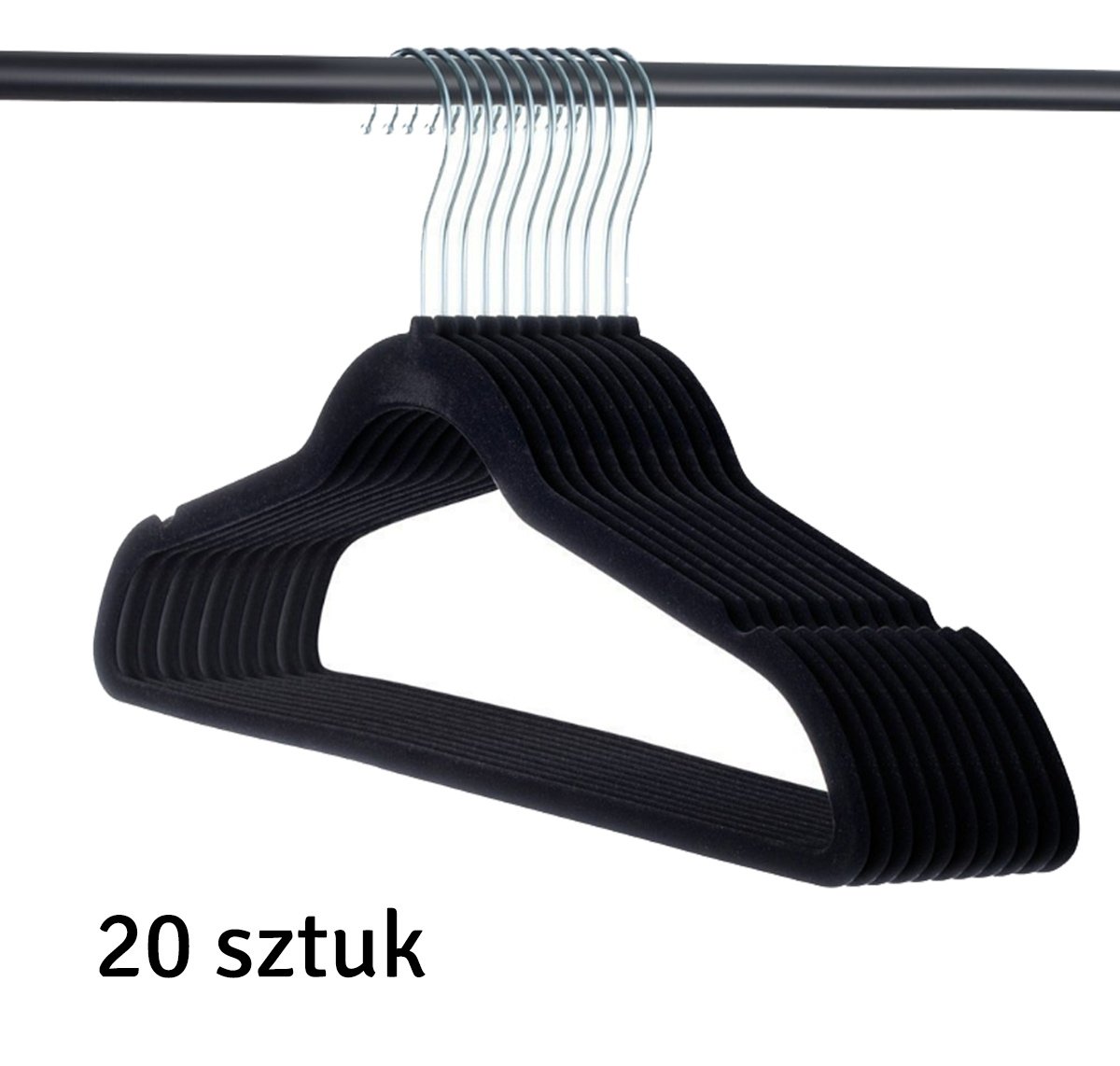set 20 de umerase catifelate, acoperite cu catifea moale, culoare neagra 4 Set 20 de umerase catifelate, acoperite cu catifea moale, culoare Neagra - imagine 4