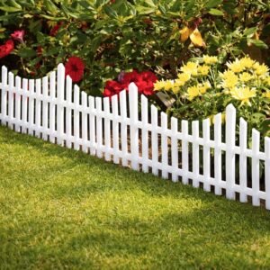 Set 4 panouri de gard decorativ gradina, flexibil, PVC, set 4 x 60×33 cm, alb