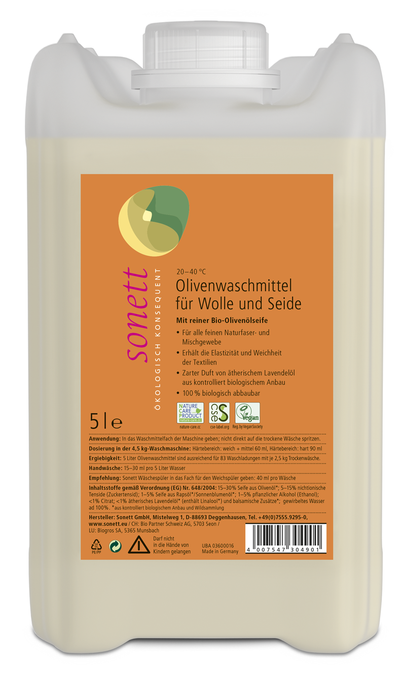 Detergent lichid pentru lana si matase ecologic 5l Sonett