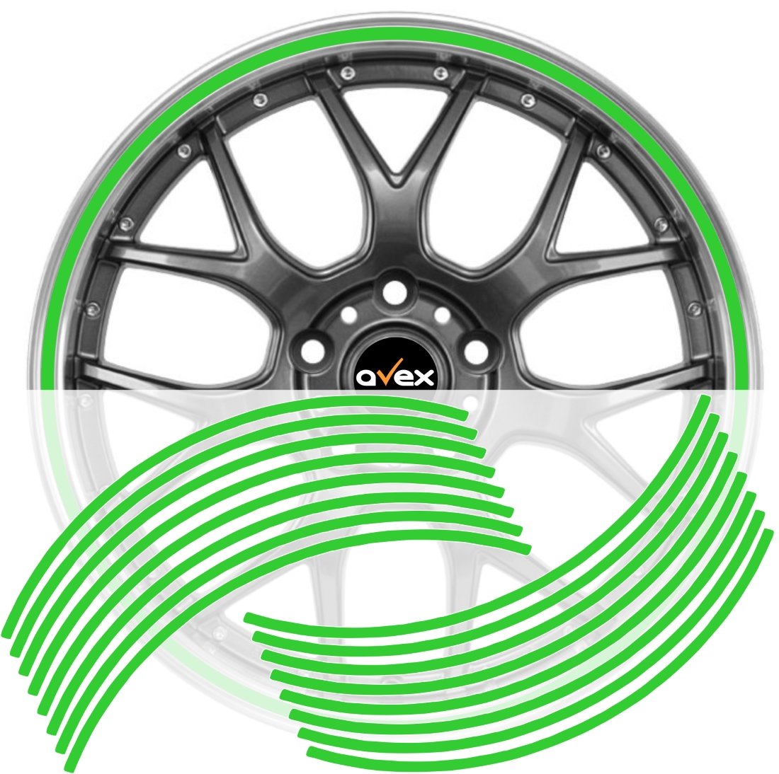 set 16 inele din autocolant pentru jante culoare verde lucios 1 Set 16 inele din autocolant pentru jante culoare Verde Lucios