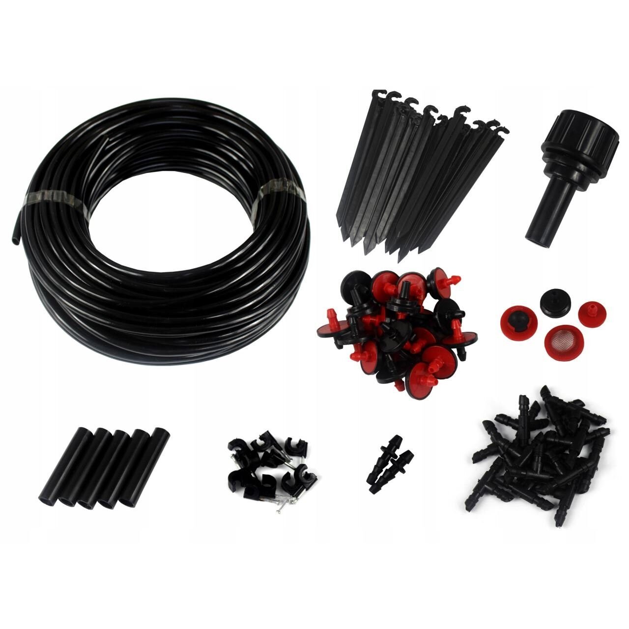 Sistem irigare micro drip 71 piese, furtun 23 m, cu filtru si robinet reglaj, pentru gradina, straturi si sera