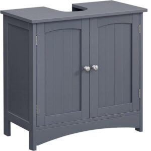 VASAGLE Dulap lavoar baie, cu spatiu de depozitare cu 2 usi si rafturi reglabile, 60x30x60cm, gri