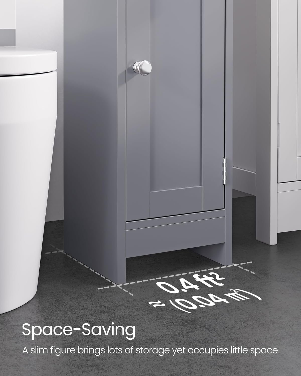 VASAGLE Dulap de baie, pentru spatii inguste, cu rafturi si usa, 18x20x80 cm, gri 3 VASAGLE Dulap de baie, pentru spatii inguste, cu rafturi si usa, 18x20x80 cm, gri - imagine 3