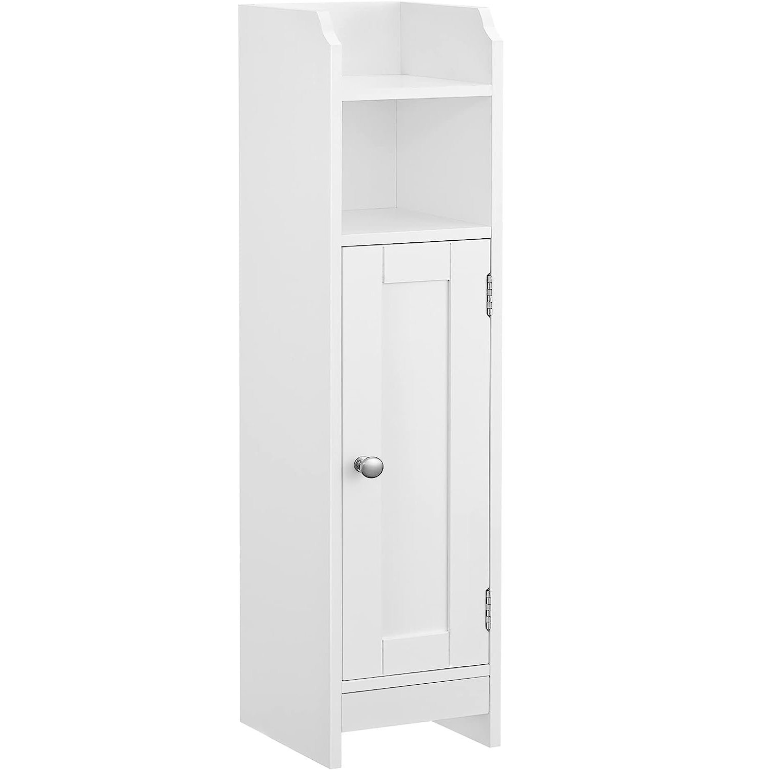 VASAGLE Dulap de baie, pentru spatii inguste, cu rafturi si usa, 18x20x80 cm, alb