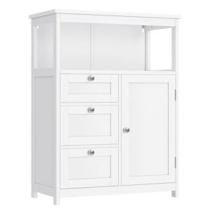 VASAGLE Dulap de baie cu 3 sertare si dulap, raft reglabil, MDF, 60x30x80 cm, alb