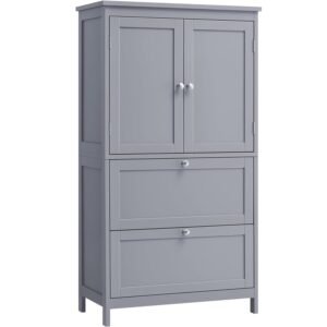 VASAGLE Dulap de baie, din MDF, cu 2 sertare si 2 usi, raft reglabil, 30x60x110cm, gri