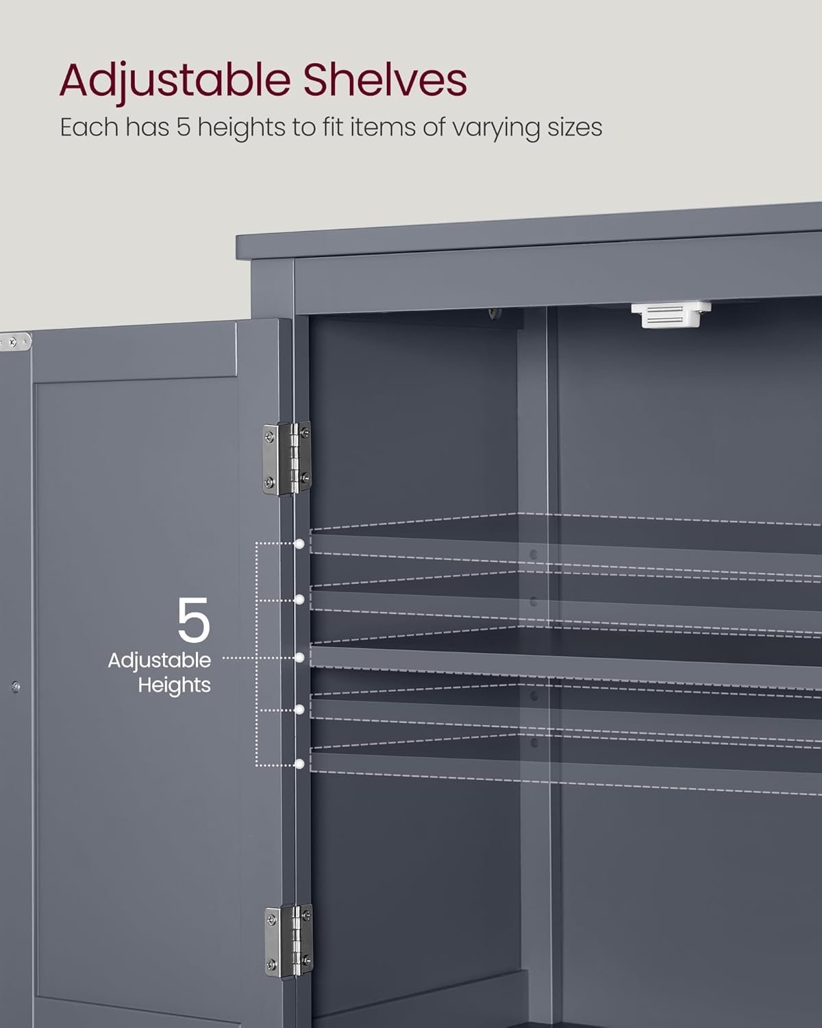 VASAGLE Dulap de baie, din MDF, cu 2 compartimente si 4 usi, rafturi reglabile, 30x60x110cm, gri inchis 2 VASAGLE Dulap de baie, din MDF, cu 2 compartimente si 4 usi, rafturi reglabile, 30x60x110cm, gri inchis - imagine 2