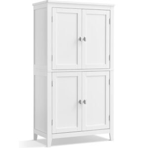 VASAGLE Dulap de baie, din MDF, cu 2 compartimente si 4 usi, rafturi reglabile, 30x60x110cm, alb