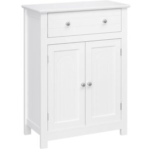 VASAGLE Dulap de depozitare pentru baie, cu sertar si spatiu de depozitare cu 2 usi, 60x30x80cm, alb