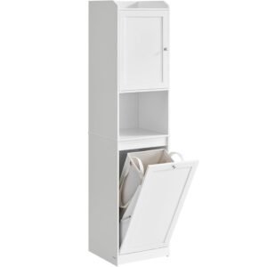 VASAGLE Dulap baie inalt cu cos rufe detasabil, cu usa si rafturi, 40x40x170 cm, alb