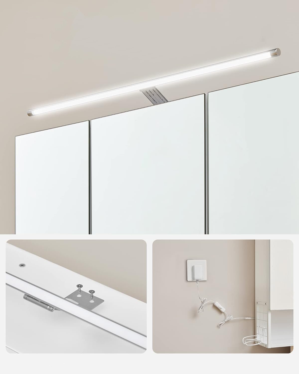 VASAGLE Dulap de baie de perete, 3 usi cu oglinda, compartiment deschis, 15x70x70cm, alb 4 VASAGLE Dulap de baie de perete, 3 usi cu oglinda, compartiment deschis, 15x70x70cm, alb - imagine 4