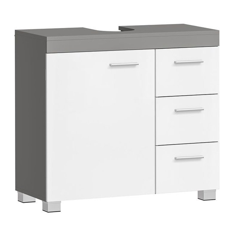 VASAGLE Dulap baie lavoar, cu 3 sertare si 2 compartimente, MDF, 70x30x64 cm, alb si gri 1 VASAGLE Dulap baie lavoar, cu 3 sertare si 2 compartimente, MDF, 70x30x64 cm, alb si gri