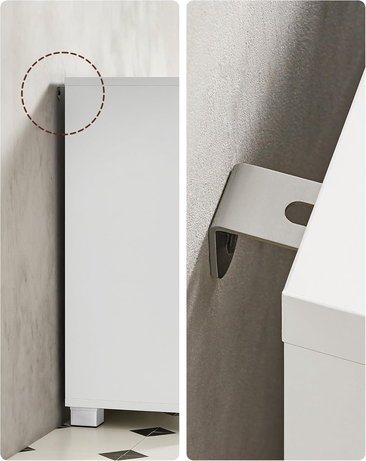 VASAGLE Dulap lavoar baie cu 3 sertare si 2 compartimente, MDF, 30x70x64 cm, alb 4 VASAGLE Dulap lavoar baie cu 3 sertare si 2 compartimente, MDF, 30x70x64 cm, alb - imagine 4