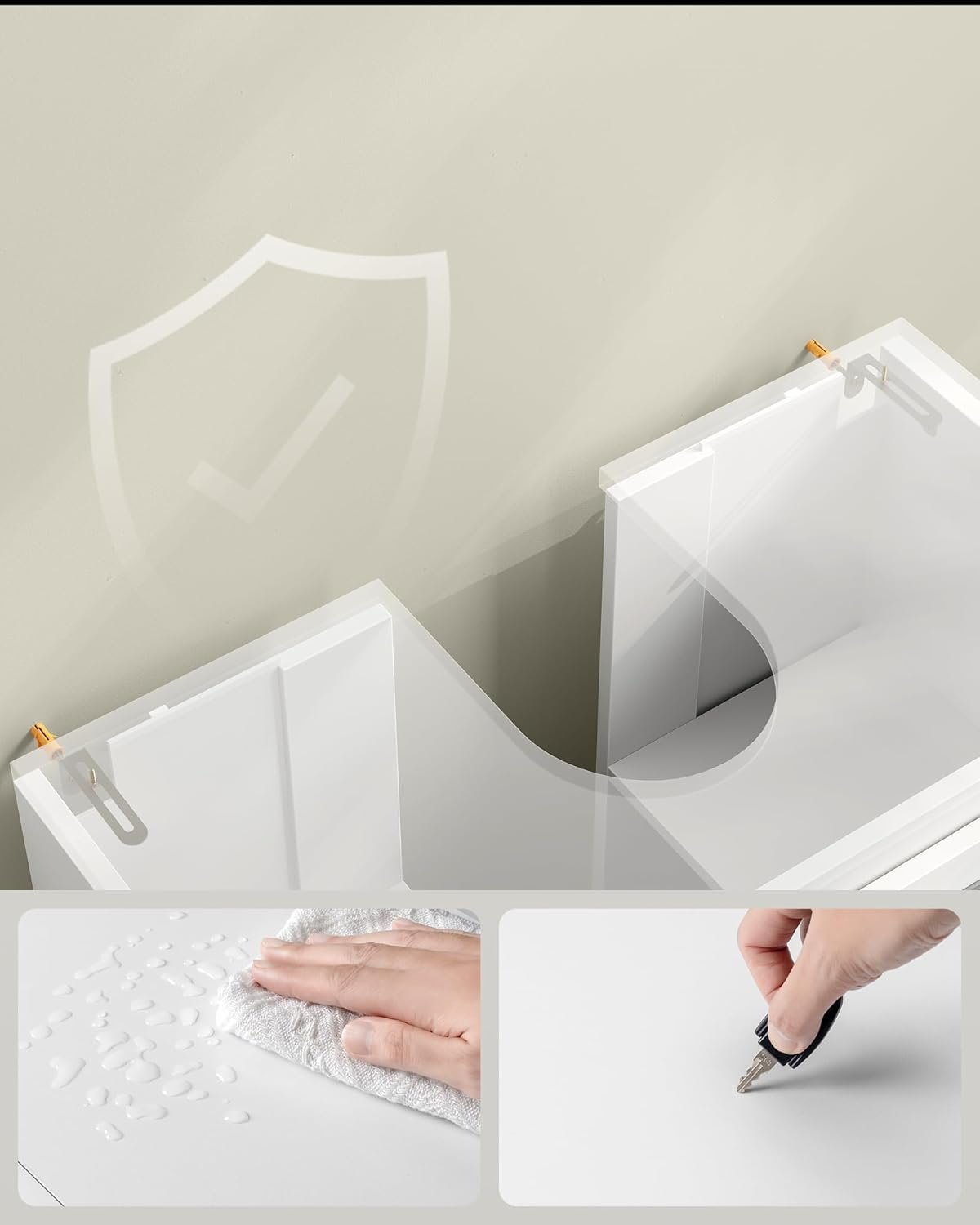 VASAGLE Dulap baie pentru suport lavoar, MDF, 2 compartimente, raft interior reglabil, 30x60x60 cm, alb 4 VASAGLE Dulap baie pentru suport lavoar, MDF, 2 compartimente, raft interior reglabil, 30x60x60 cm, alb - imagine 4